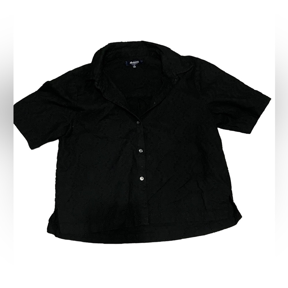 Madewell Black Short-Sleeve Button-Down Shirt